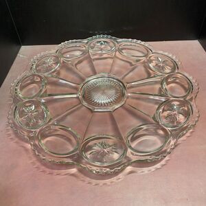 Vintage Tiffin-Franciscan Moon & Star Pattern Large Round 17" Glass Platter Tray